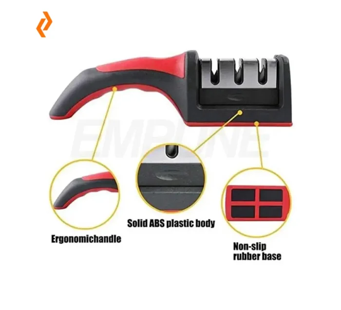 Kitchen Knife Sharpener with Free Stainless Steel Straw 3-Stage Sharpening Tool Biswayads.com