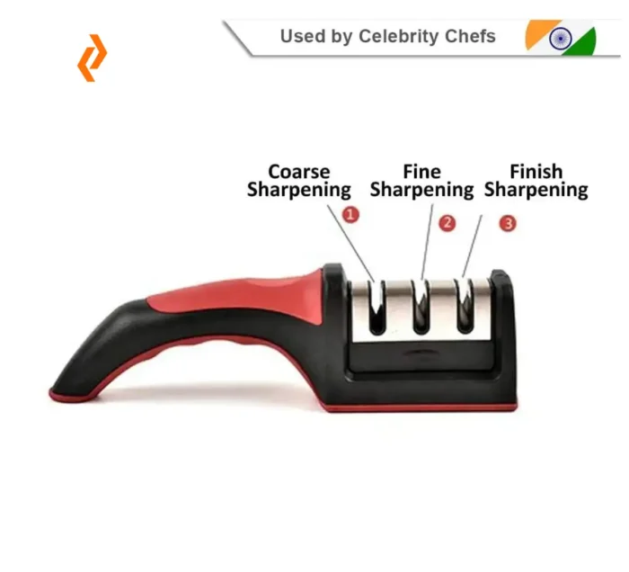 Kitchen Knife Sharpener with Free Stainless Steel Straw 3-Stage Sharpening Tool Biswayads.com