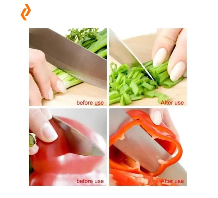 Kitchen Knife Sharpener with Free Stainless Steel Straw 3-Stage Sharpening Tool Biswayads.com