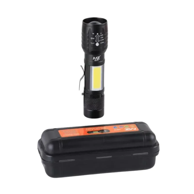 3-in-1 25W Rechargeable Metal Torch Mini Small Flashlight with Zoomable Torch, Shower Light, and Laser Light1