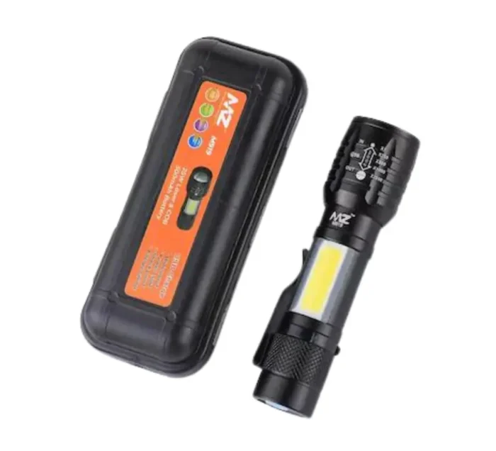 3-in-1 25W Rechargeable Metal Torch Mini Small Flashlight with Zoomable Torch, Shower Light, and Laser Light2