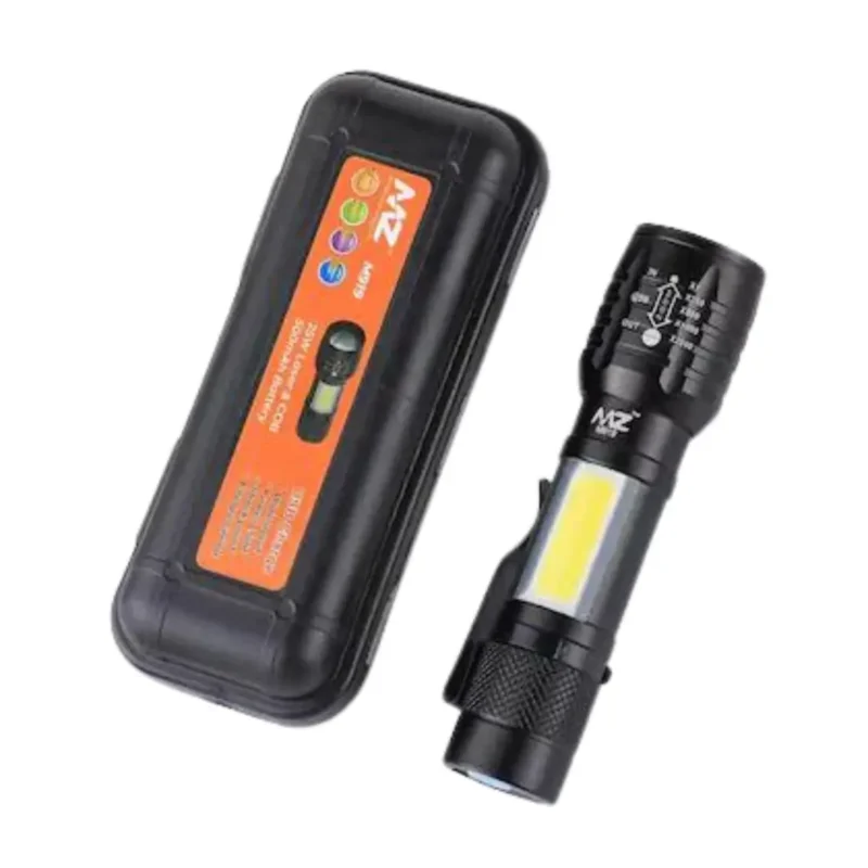 3-in-1 25W Rechargeable Metal Torch Mini Small Flashlight with Zoomable Torch, Shower Light, and Laser Light2