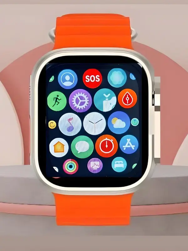 T800 smartwatch display showing music player interface