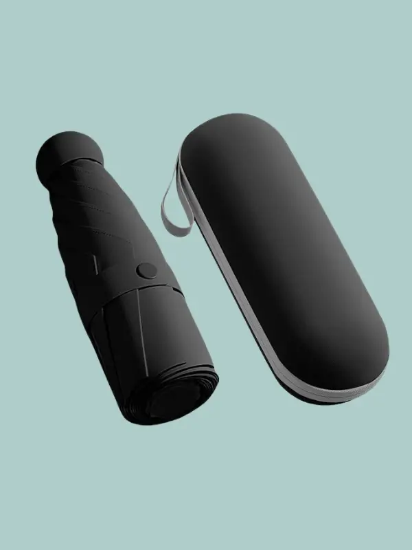 Compact black umbrella with UV protection
