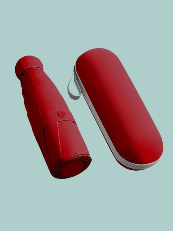 Compact red umbrella with manual open_close