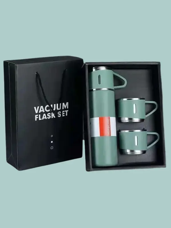 Durable vacuum insulated bottle set for travel and office