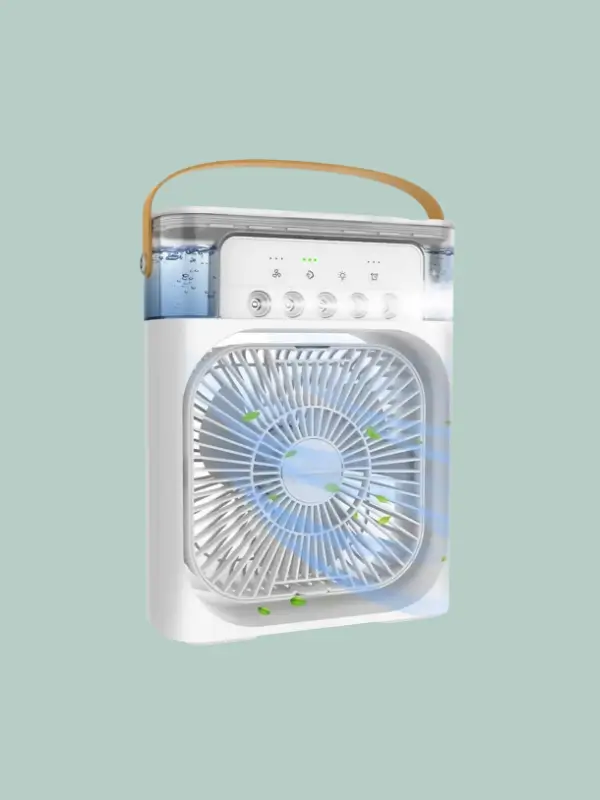 Evox portable white air fan with 3 speeds and color LED lighting