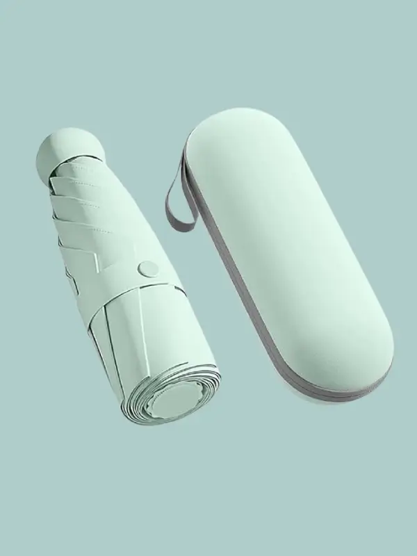 Foldable light green compact umbrella with cover