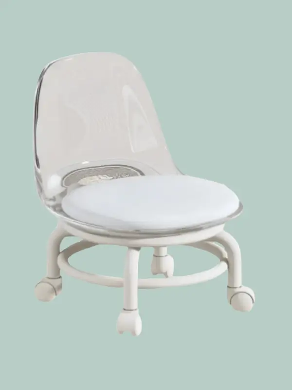 Transparent acrylic seat on green Lineva desk chair
