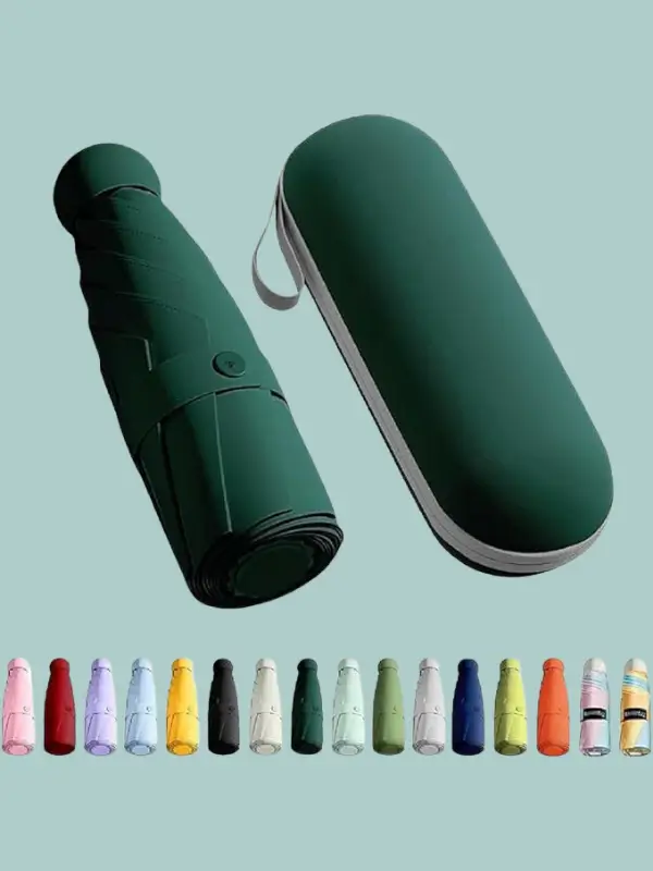PixelPush Dark Green mini UV umbrella with case