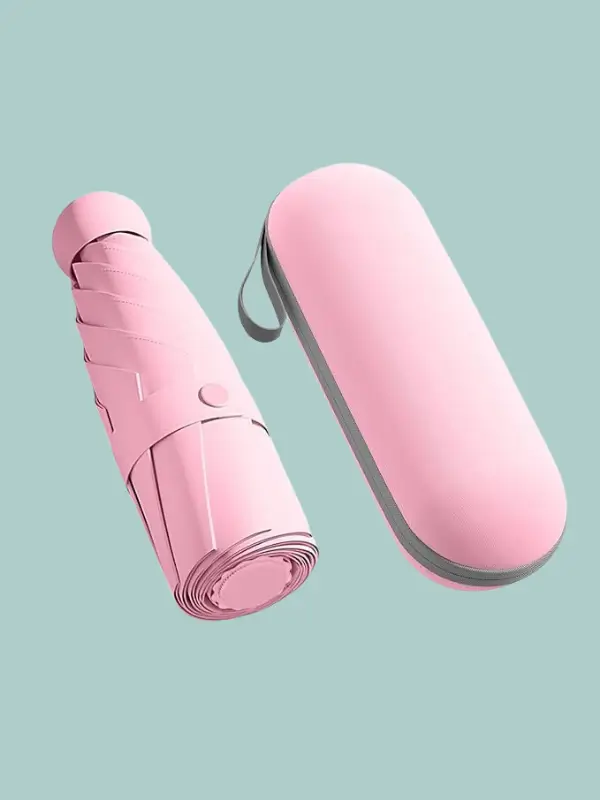 PixelPush pink UV umbrella for women with stylish bottle-style case