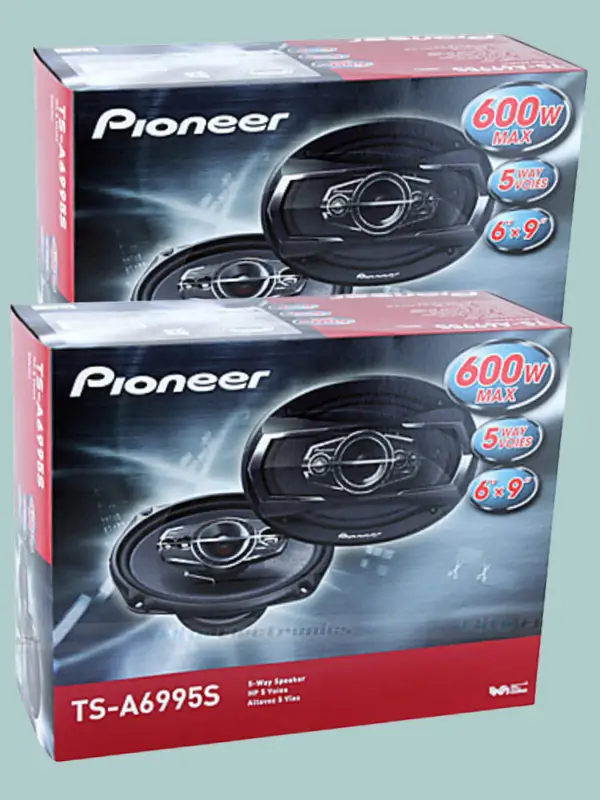 Rear side of Pioneer TS-A6995S showing magnet and wiring terminals