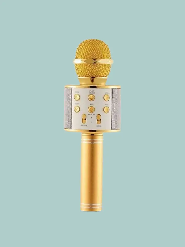 Rechargeable kids mic in bright yellow finish