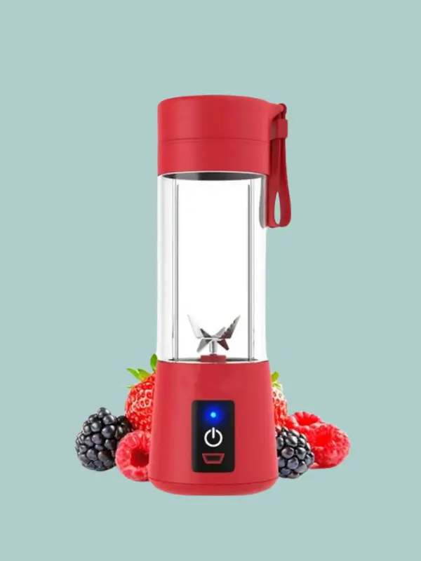 Red edition PixelPush blender with fruit ingredients