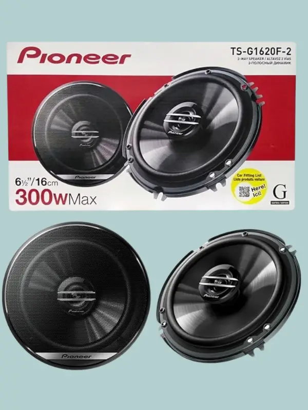 High-quality Pioneer TS-G1620F-2 car speakers, 6.5-inch, 300W, imported model with promotional offer banner