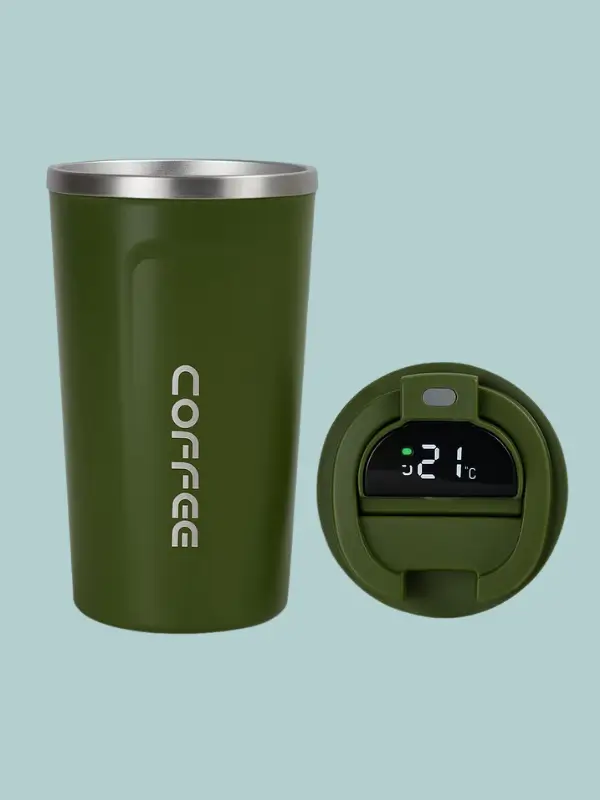 Premium olive green stainless steel insulated coffee flask by GreenNest