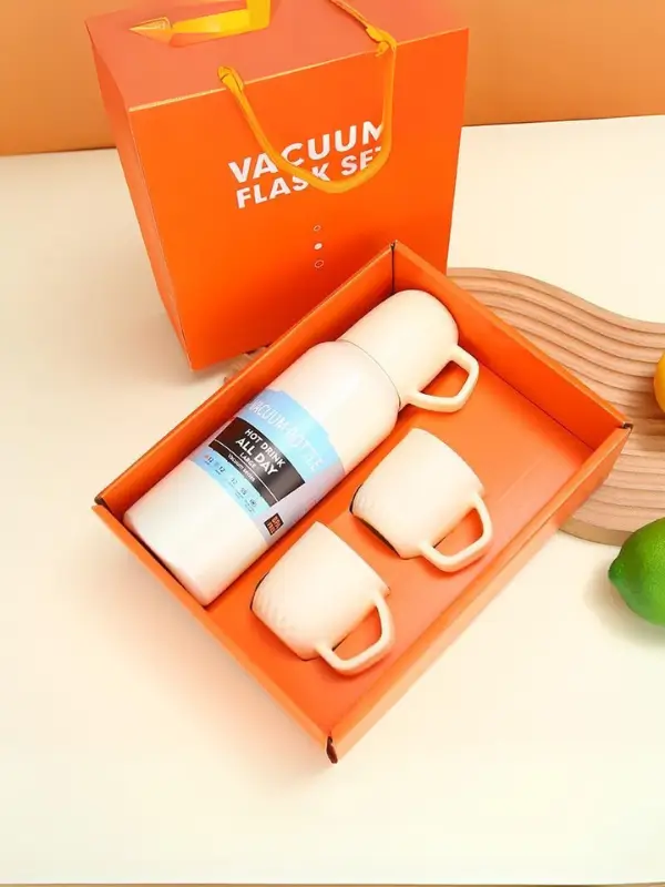 thermos bottle and cups set in premium gift packaging