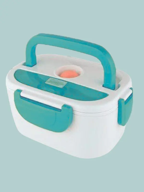 Laviora electric lunch box with blue handle and white base