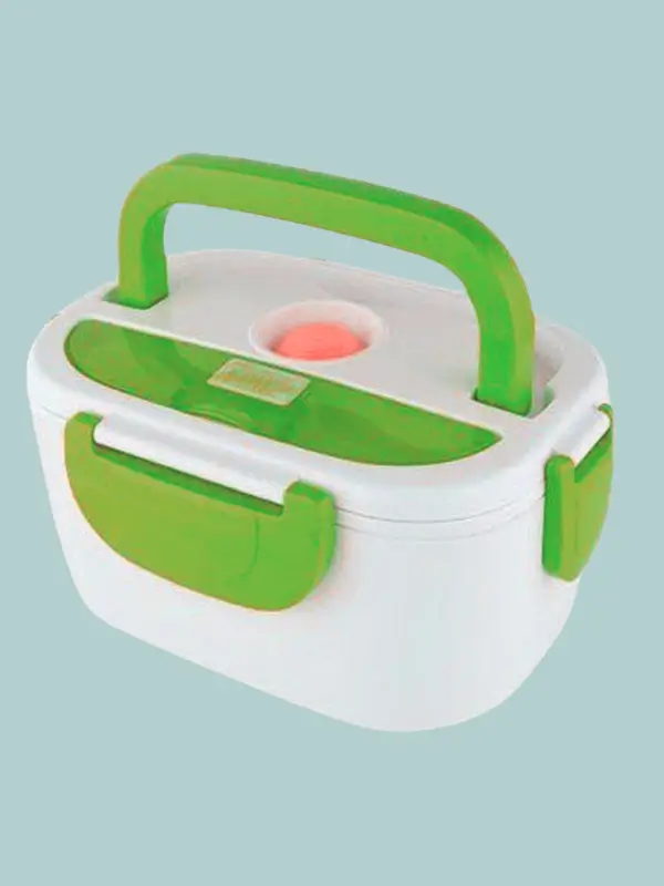Laviora electric lunch box with green handle and white body