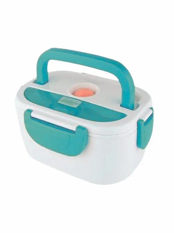Portable food warmer with blue colored lid