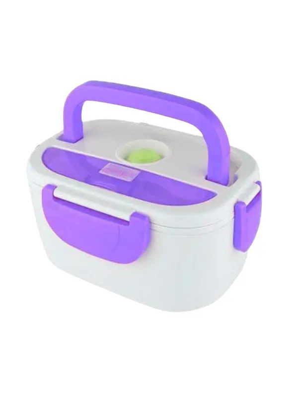 Portable heated lunch box in purple design